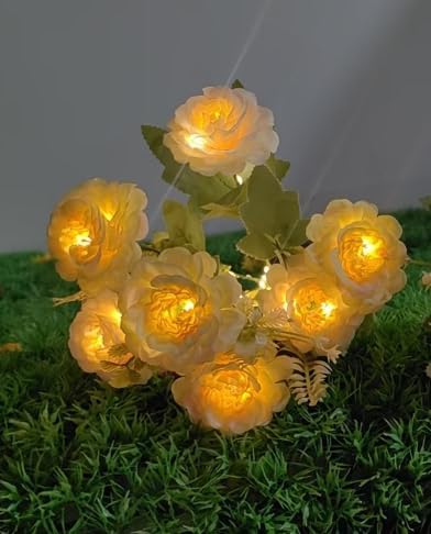 Solar Garden Light 6 Packs, 42 LEDs Outdoor Solar Lighting with Hibiscus Flowers, Waterproof Outdoor Garden Light for Patio, Courtyard, Pathway Decoration