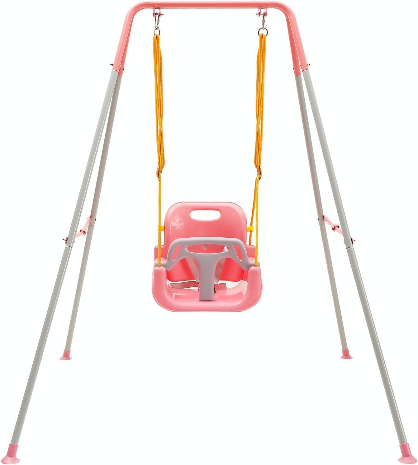FUNLIO 3-in-1 Toddler Swing Set with 4 Sandbags, Indoor/Outdoor Baby Swing with Foldable Metal Stand, Kids Swing Set for Backyard, Clear Instructions, Easy to Assemble & Store