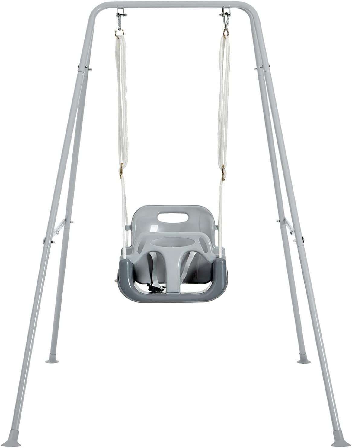 FUNLIO 3-in-1 Toddler Swing Set with 4 Sandbags, Indoor/Outdoor Baby Swing with Foldable Metal Stand, Kids Swing Set for Backyard, Clear Instructions, Easy to Assemble & Store