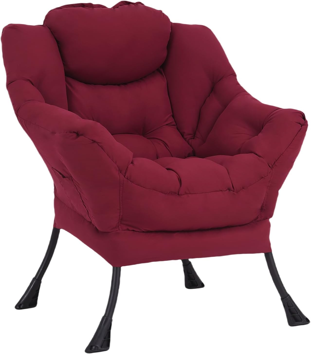 Welnow Lazy Chair with Ottoman, Modern Lounge Accent Chair with Armrests and a Side Pocket, Leisure Sofa Armchair, Reading Armchair with Footrest for Small Space, Dark Grey
