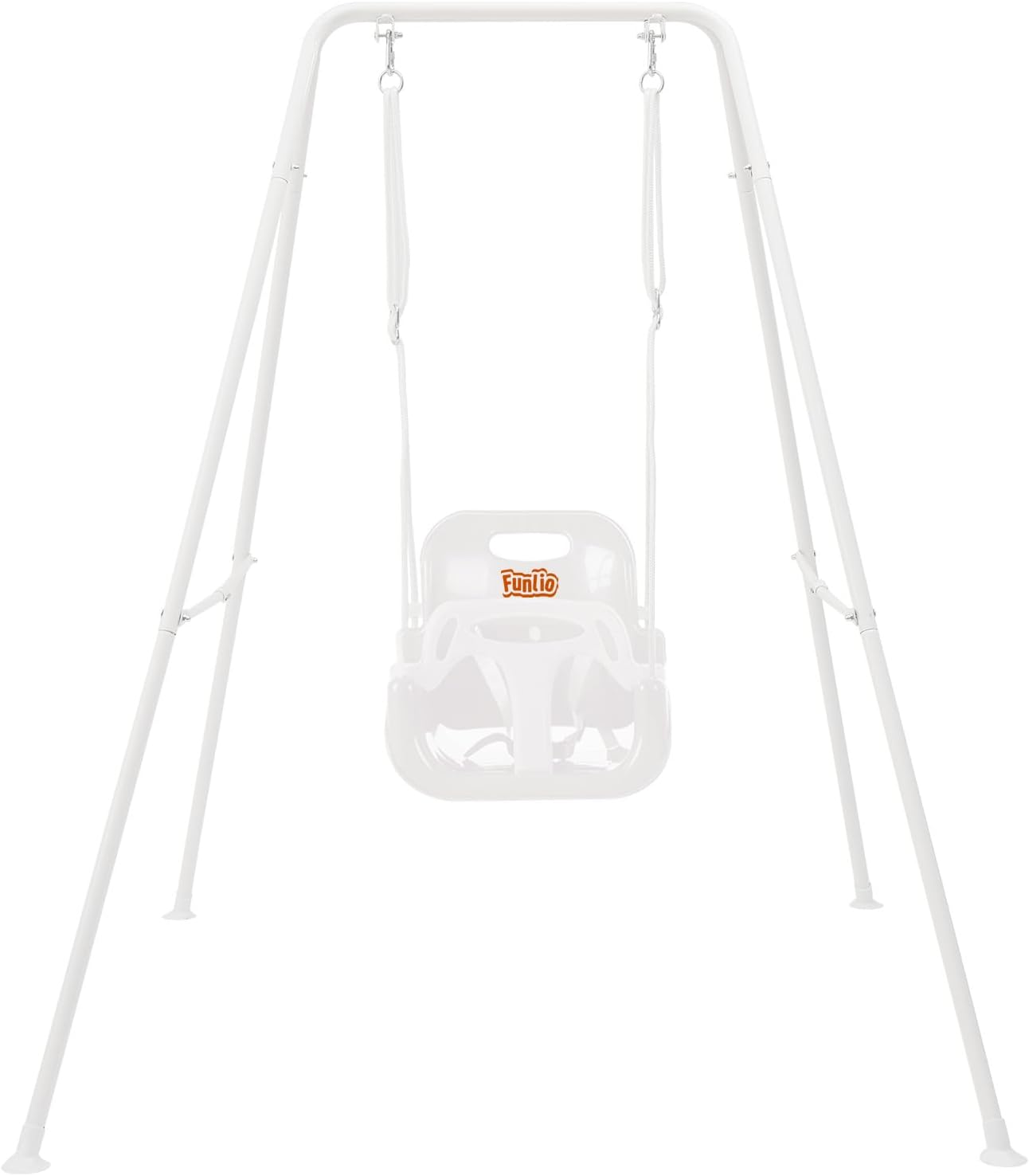 FUNLIO 3-in-1 Toddler Swing Set with 4 Sandbags, Indoor/Outdoor Baby Swing with Foldable Metal Stand, Kids Swing Set for Backyard, Clear Instructions, Easy to Assemble & Store
