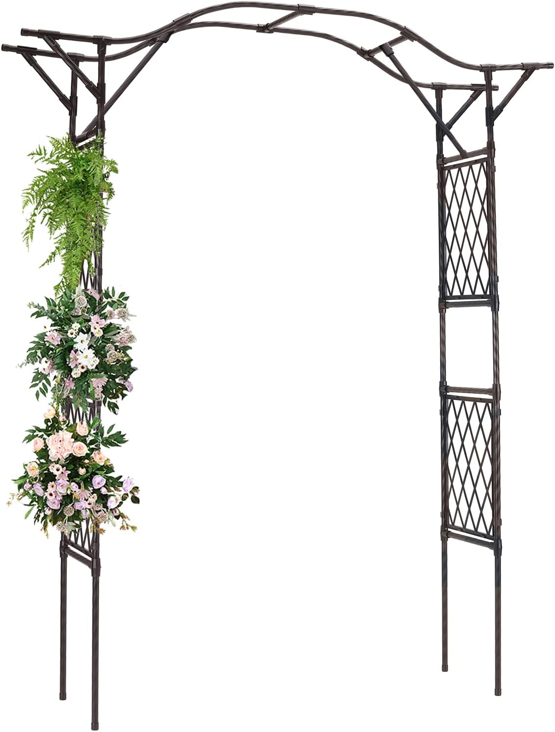 Lalahoni Garden Arbor, Arch for Wedding Ceremony Party Decoration Plant Climbing Rose Vines Lawn Courtyard Patio Black