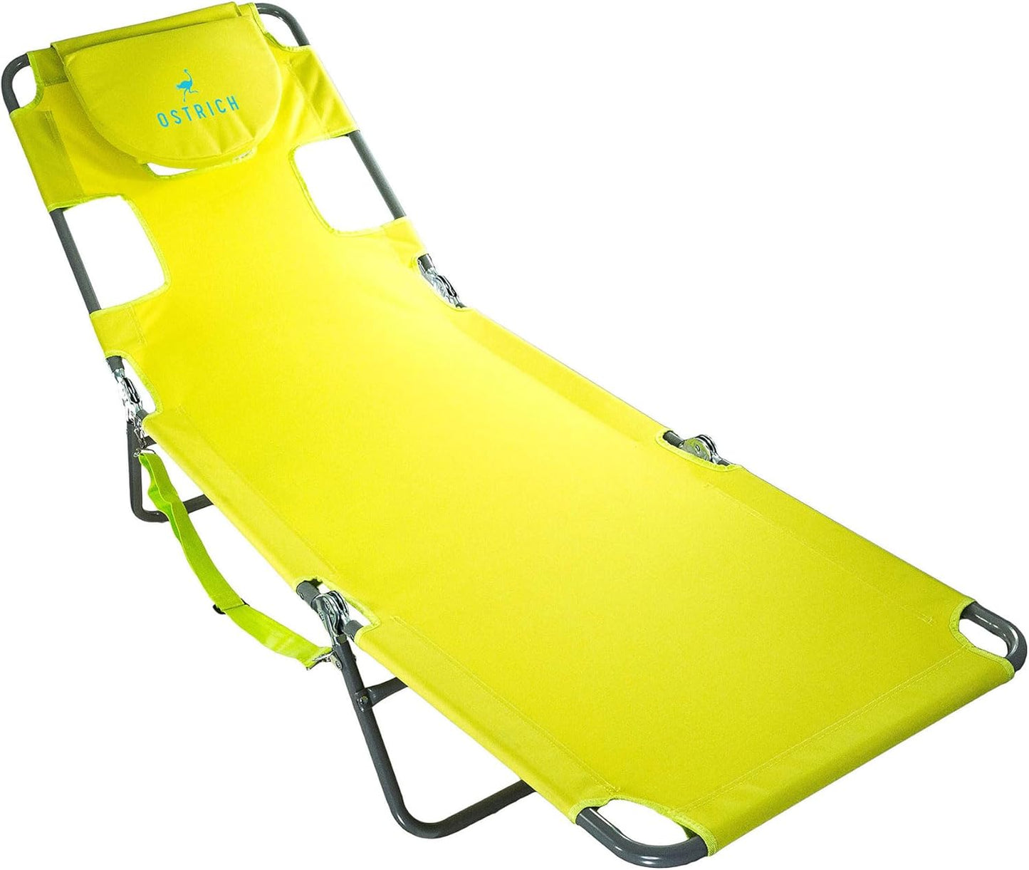 Ostrich Beach Lounge Chair, Folding & Reclining Outdoor Chaise Lounger, Blue - Portable Adjustable Recliner Chair for Lawn, Pool, Patio, Garden, and Yard