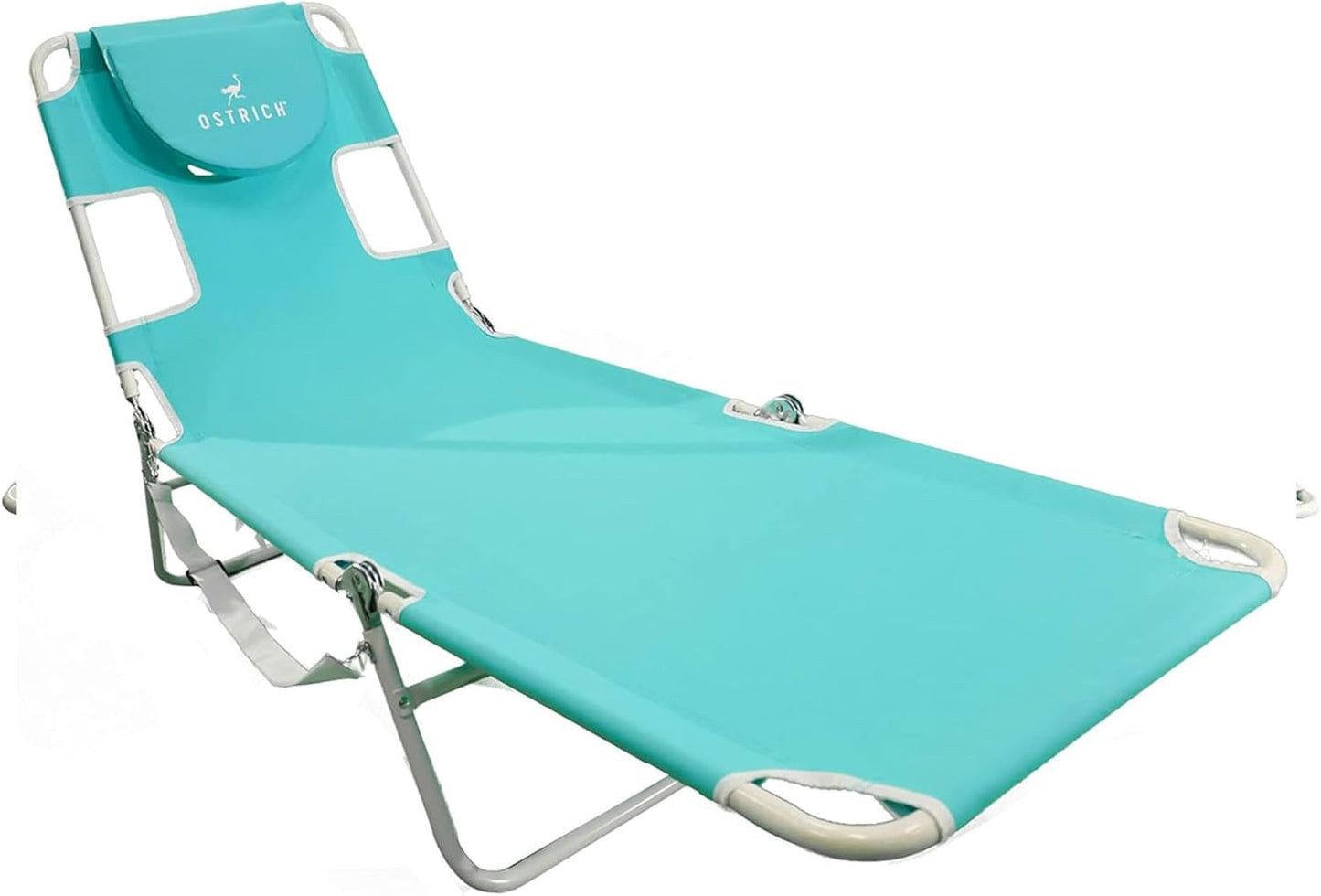 Ostrich Beach Lounge Chair, Folding & Reclining Outdoor Chaise Lounger, Blue - Portable Adjustable Recliner Chair for Lawn, Pool, Patio, Garden, and Yard