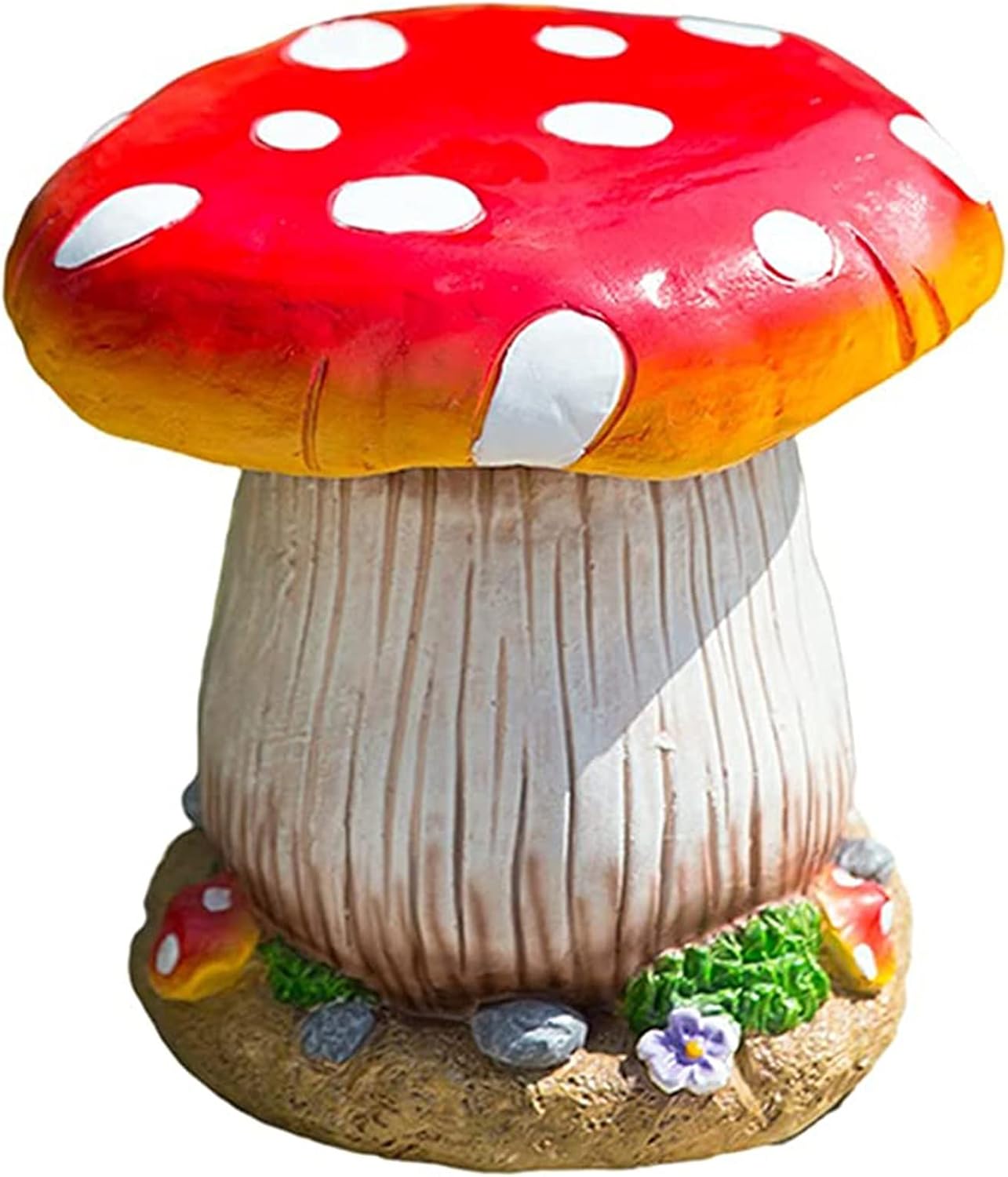 QQXX Outdoor Garden Mushroom Table Stool Statues,Resin Creative Landscape Sculpture Decoration,Courtyard Lawn Pond Ornament,Red,A Set