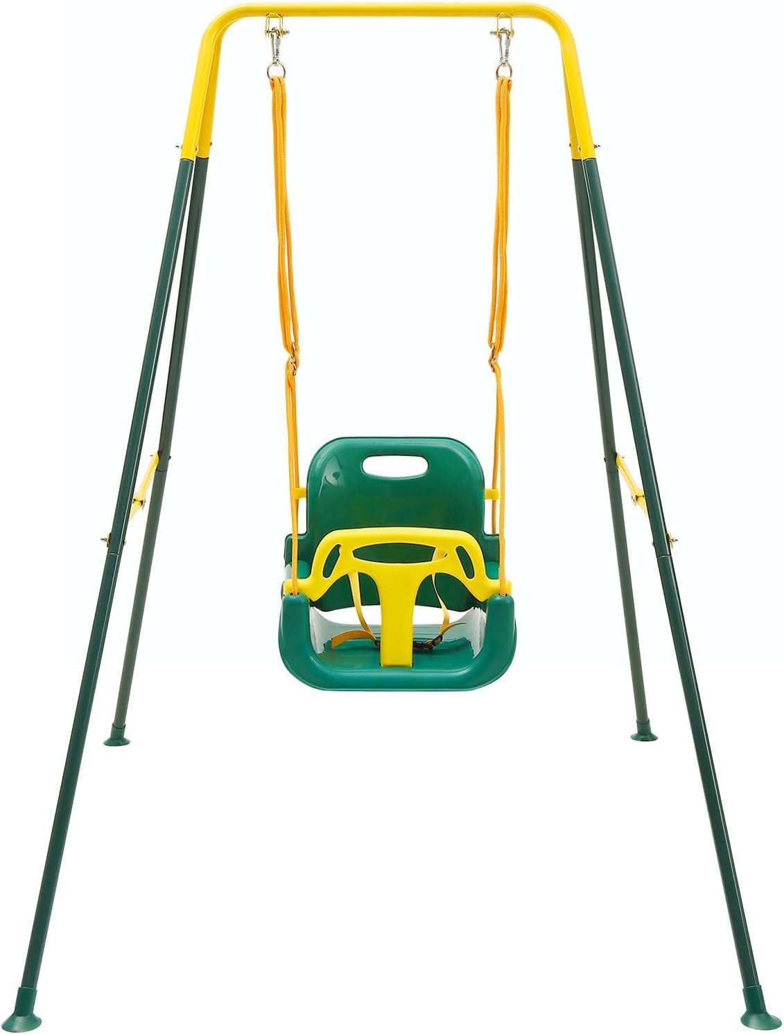FUNLIO 3-in-1 Toddler Swing Set with 4 Sandbags, Indoor/Outdoor Baby Swing with Foldable Metal Stand, Kids Swing Set for Backyard, Clear Instructions, Easy to Assemble & Store