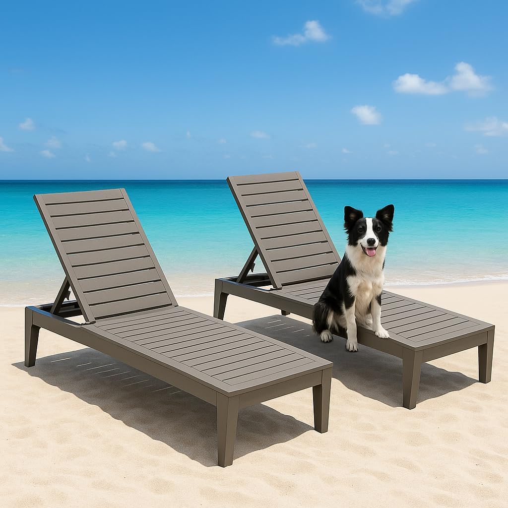 Outdoor Chaise Lounge Chair Set of 2,Lightweight Patio Chairs,Waterproof Lawn Chairs Lounge Outdoor,5-Positions Adjustable Pool Lounge Chair for Garden Beach Patio Poolside and Deck,Striped Black