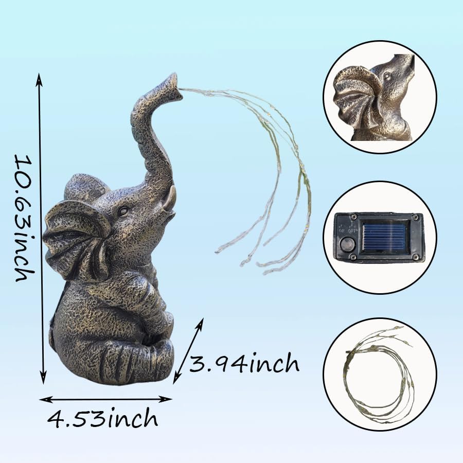 Outdoor Elephant LED Solar Light String Sculpture. A Decoration for Courtyards and Balconies. The Best Choice for Giving As a Gift.