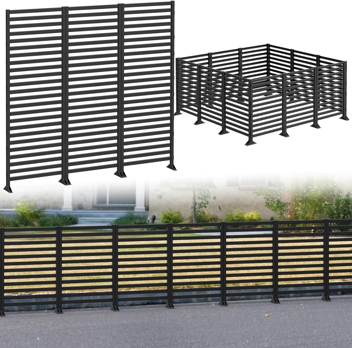 12-Pack Metal Plant Pergola & Decorative Fence - Adjustable Height, Sturdy Frame with Horizontal Bars for Garden, Vegetable Garden, Courtyard Decoration, Outdoor Garden Fence, Vertical Panel Design