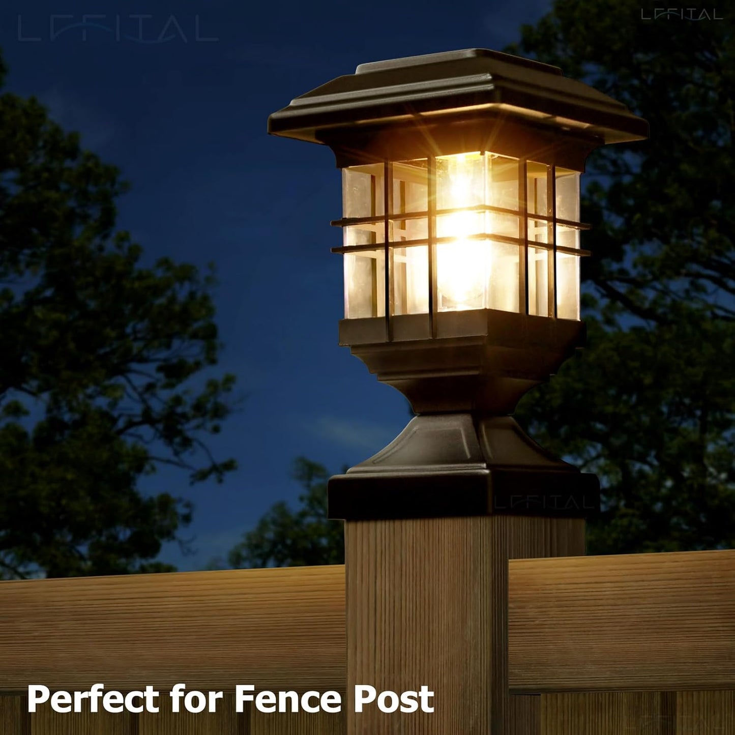 Solar Post Lights Outdoor Solar Cap Lights Deck Fence Cap for 4x4 5x5 6x6 Posts Patio Garden Courtyard Bright Decoration Fixture Waterproof Warm White Lighting Black (4Pack)