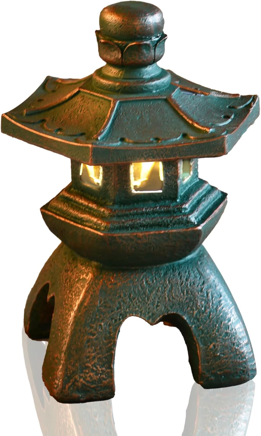 Nacome Solar Pagoda Lantern Garden Statue,Indoor/Outdoor Zen Asian Decor for Landscape Balcony,Garden,Patio,Porch Yard Art Ornament,Polyresin, Stone Finish