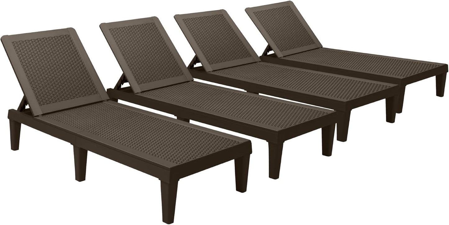 Devoko Outdoor Chaise Lounge Chair Set of 2 for Outside Pool Patio, Adjustable Waterproof Easy Assembly Chaise Lounge Outdoor (Black, Set of 2)