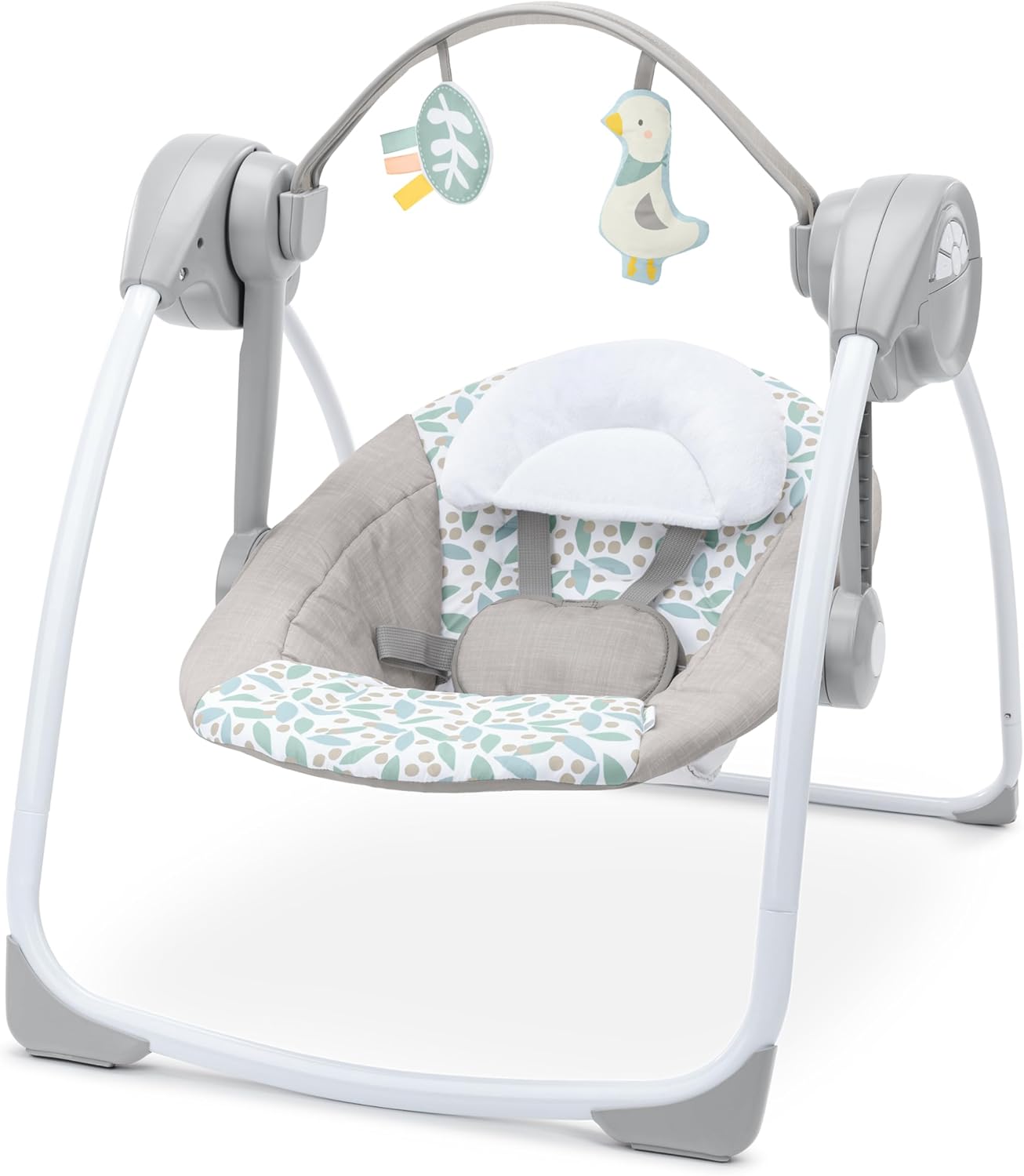 Ingenuity Soothe 'n Delight Compact Portable 6-Speed Plush Baby Swing with Music, Folds Easy, 0-9 Months 6-20 lbs (Cozy Kingdom)