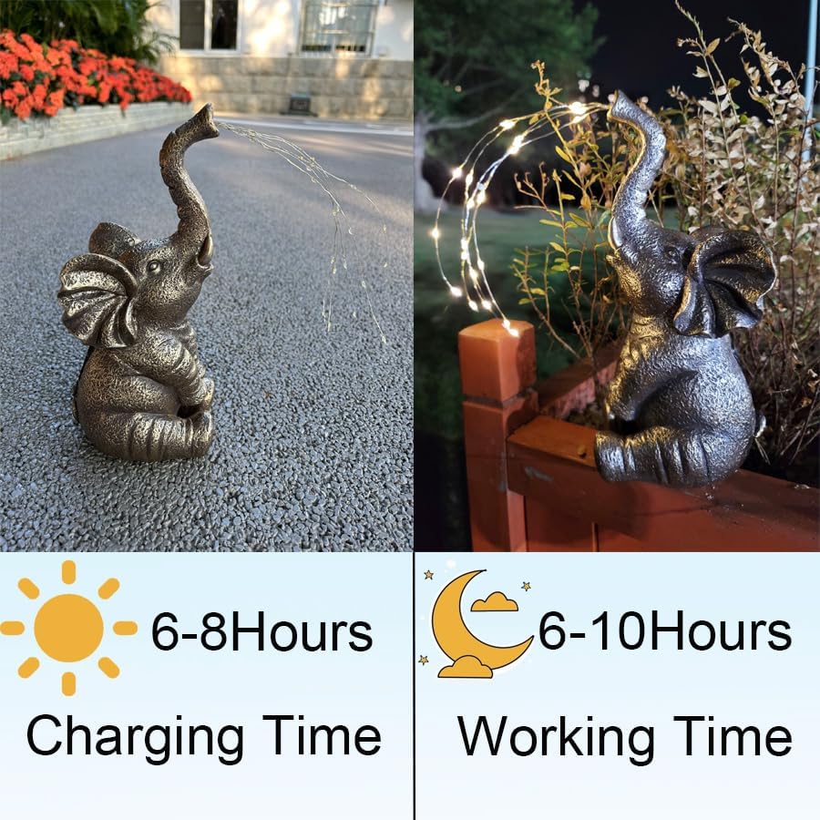 Outdoor Elephant LED Solar Light String Sculpture. A Decoration for Courtyards and Balconies. The Best Choice for Giving As a Gift.