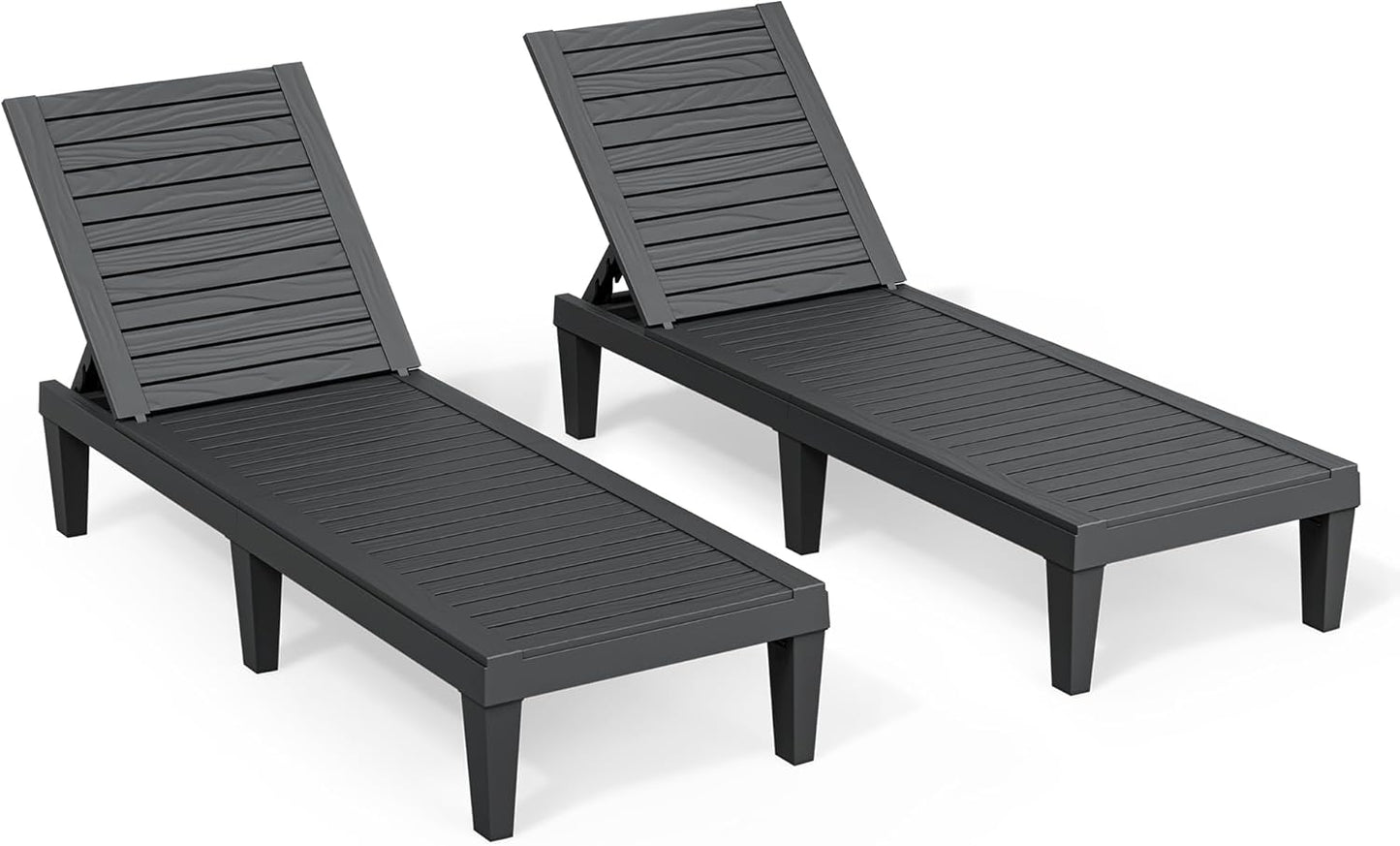 Outdoor Chaise Lounge Chair Set of 2,Lightweight Patio Chairs,Waterproof Lawn Chairs Lounge Outdoor,5-Positions Adjustable Pool Lounge Chair for Garden Beach Patio Poolside and Deck,Striped Black