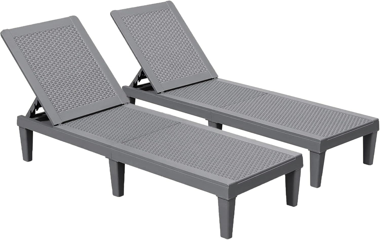 Devoko Outdoor Chaise Lounge Chair Set of 2 for Outside Pool Patio, Adjustable Waterproof Easy Assembly Chaise Lounge Outdoor (Black, Set of 2)