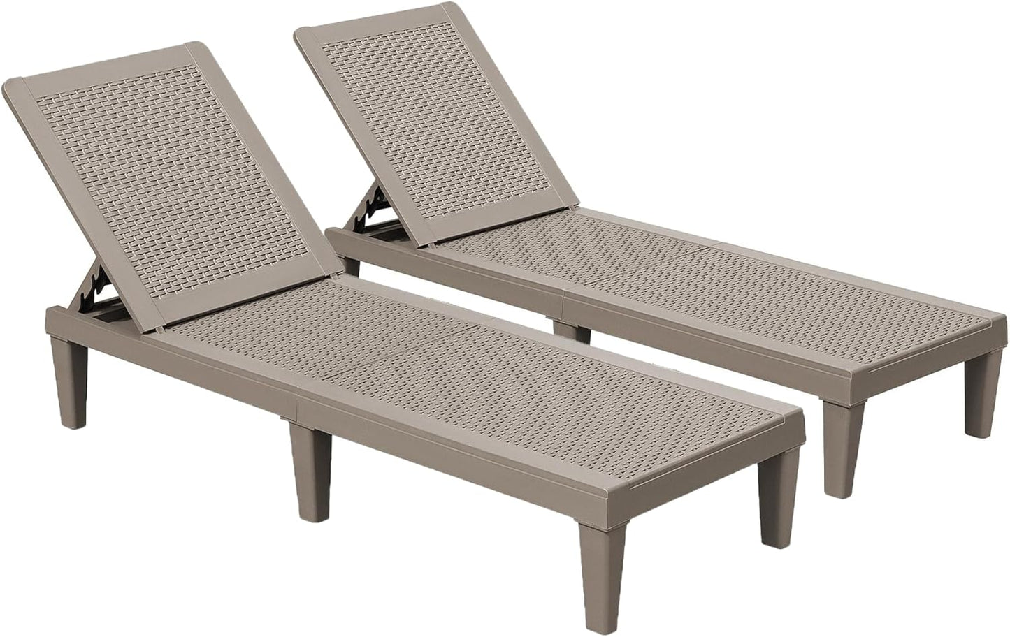 Devoko Outdoor Chaise Lounge Chair Set of 2 for Outside Pool Patio, Adjustable Waterproof Easy Assembly Chaise Lounge Outdoor (Black, Set of 2)