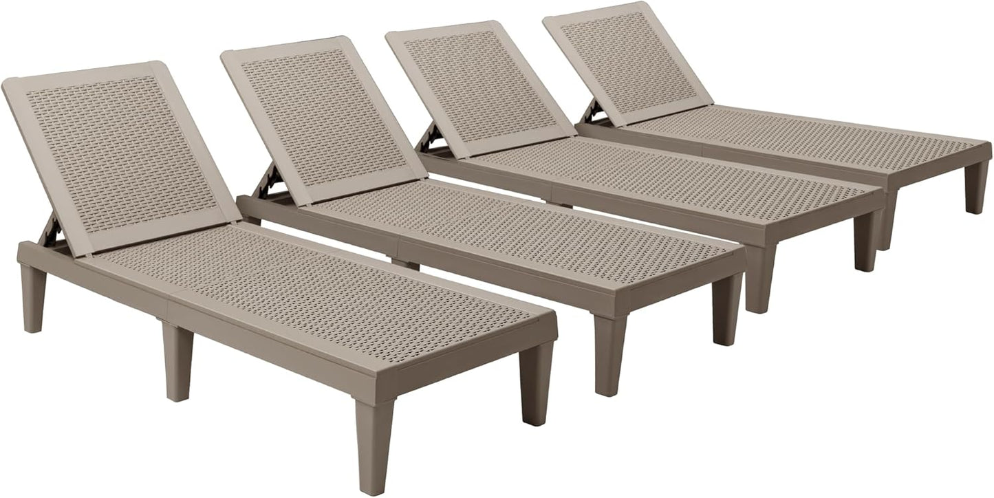 Devoko Outdoor Chaise Lounge Chair Set of 2 for Outside Pool Patio, Adjustable Waterproof Easy Assembly Chaise Lounge Outdoor (Black, Set of 2)