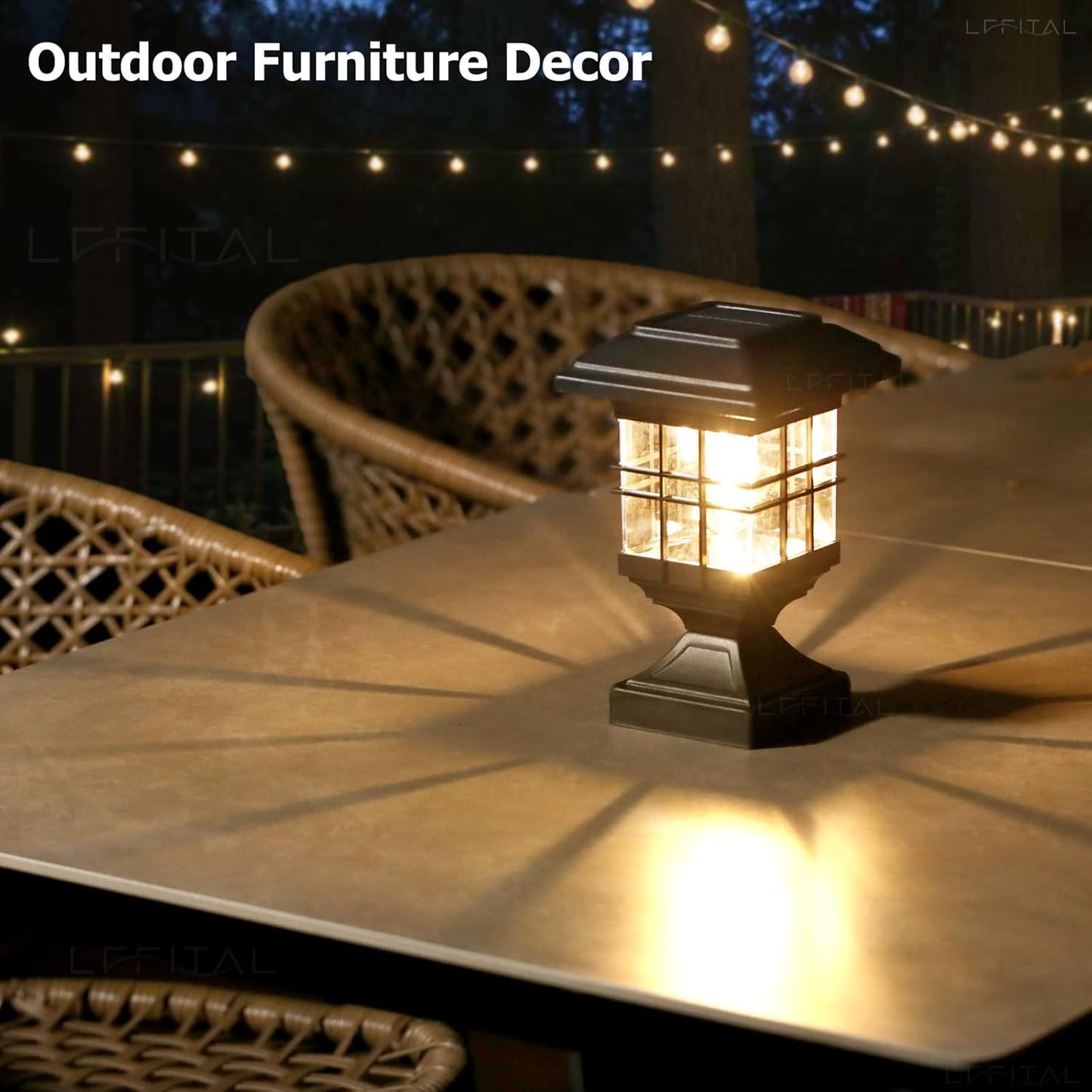 Solar Post Lights Outdoor Solar Cap Lights Deck Fence Cap for 4x4 5x5 6x6 Posts Patio Garden Courtyard Bright Decoration Fixture Waterproof Warm White Lighting Black (4Pack)
