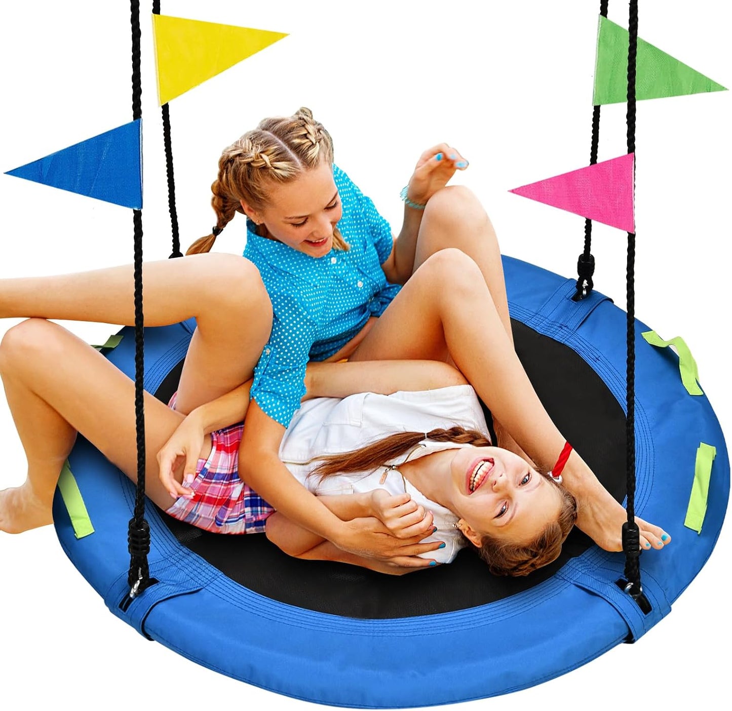 48 inch Tree Swing, Larger Saucer Flying Swing for Whole Family, 900lbs Weight Capacity, with Adjustable Hanging Straps, for Outdoor Playground, Green