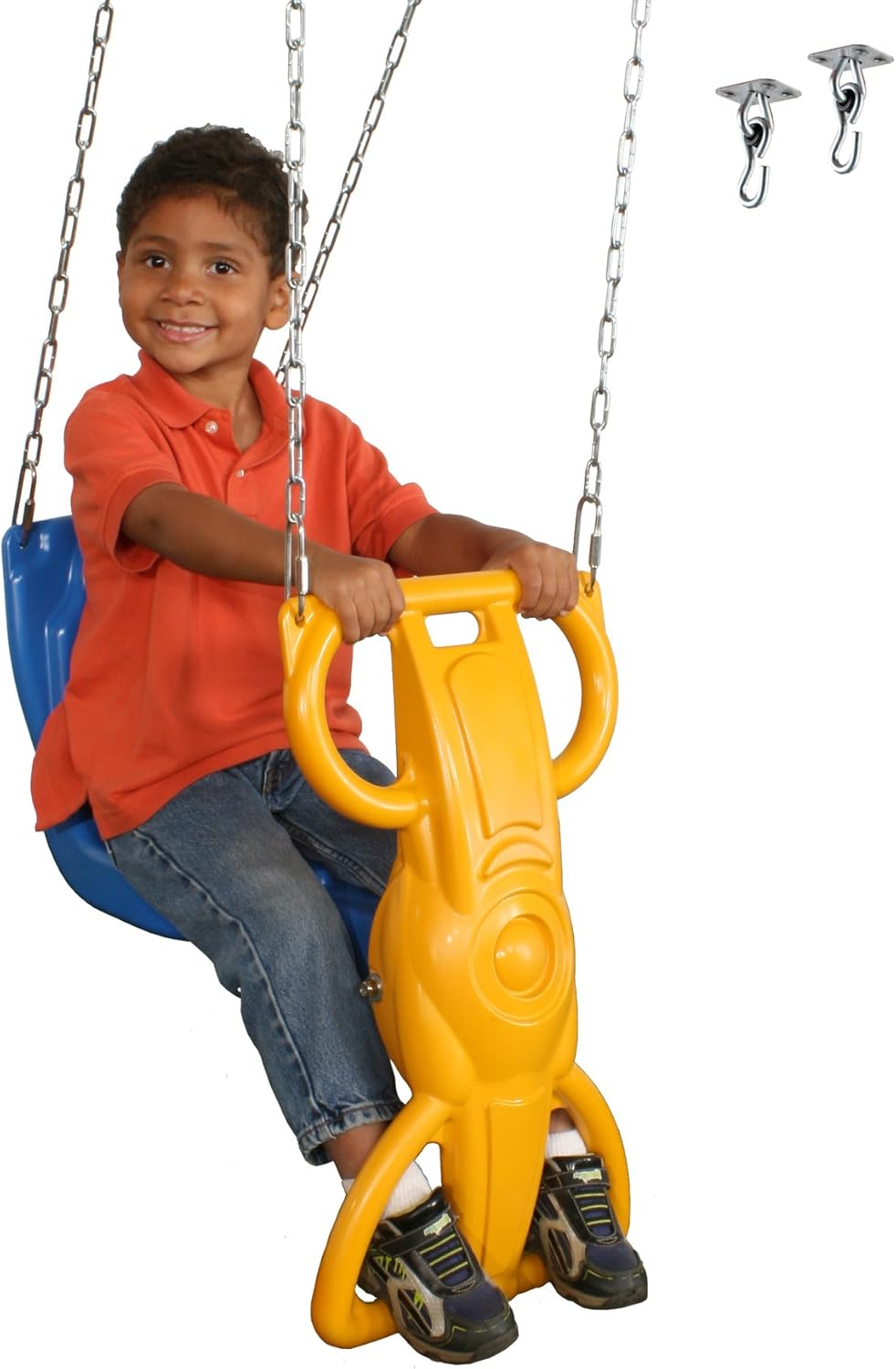 Swing-N-Slide Wind Rider Glider Swing, No Swing Hangers Yellow/Blue, 72" H x 14" W x 25" L