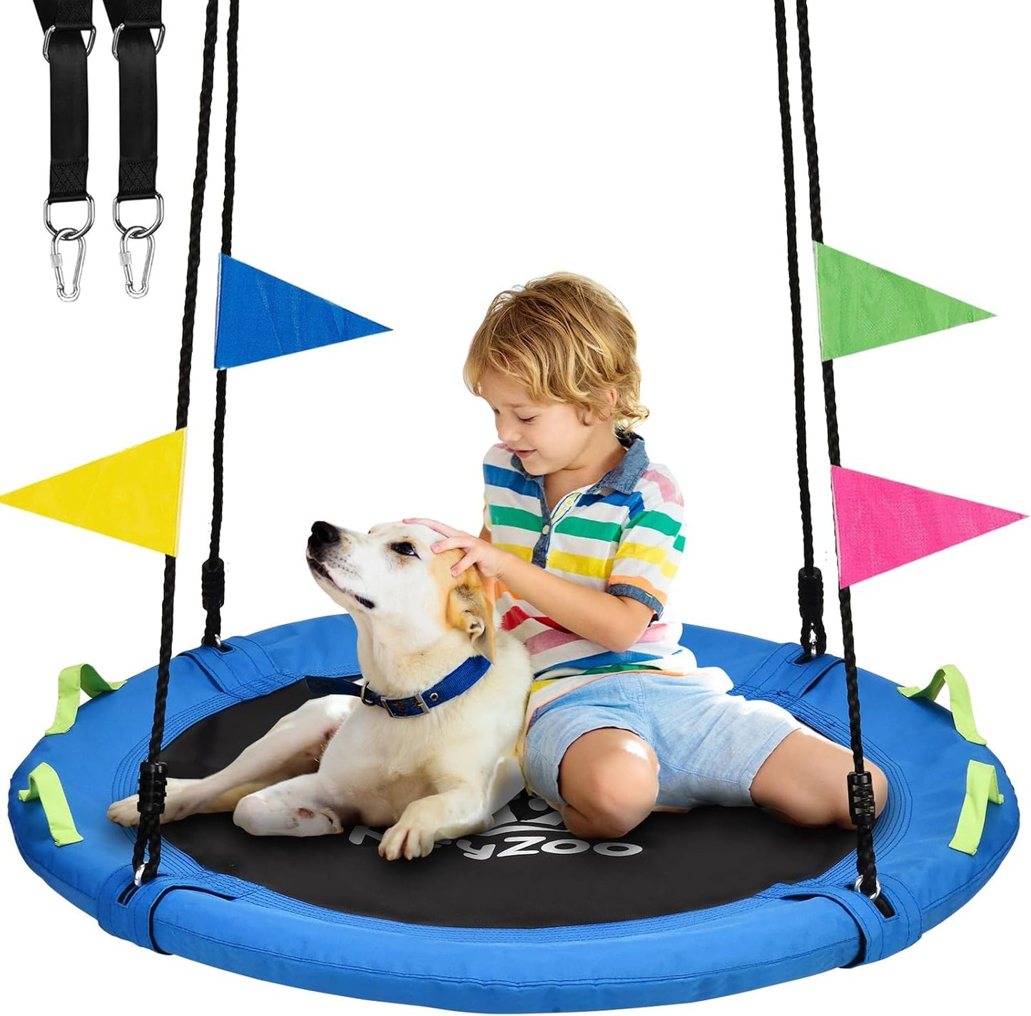 48 inch Tree Swing, Larger Saucer Flying Swing for Whole Family, 900lbs Weight Capacity, with Adjustable Hanging Straps, for Outdoor Playground, Green