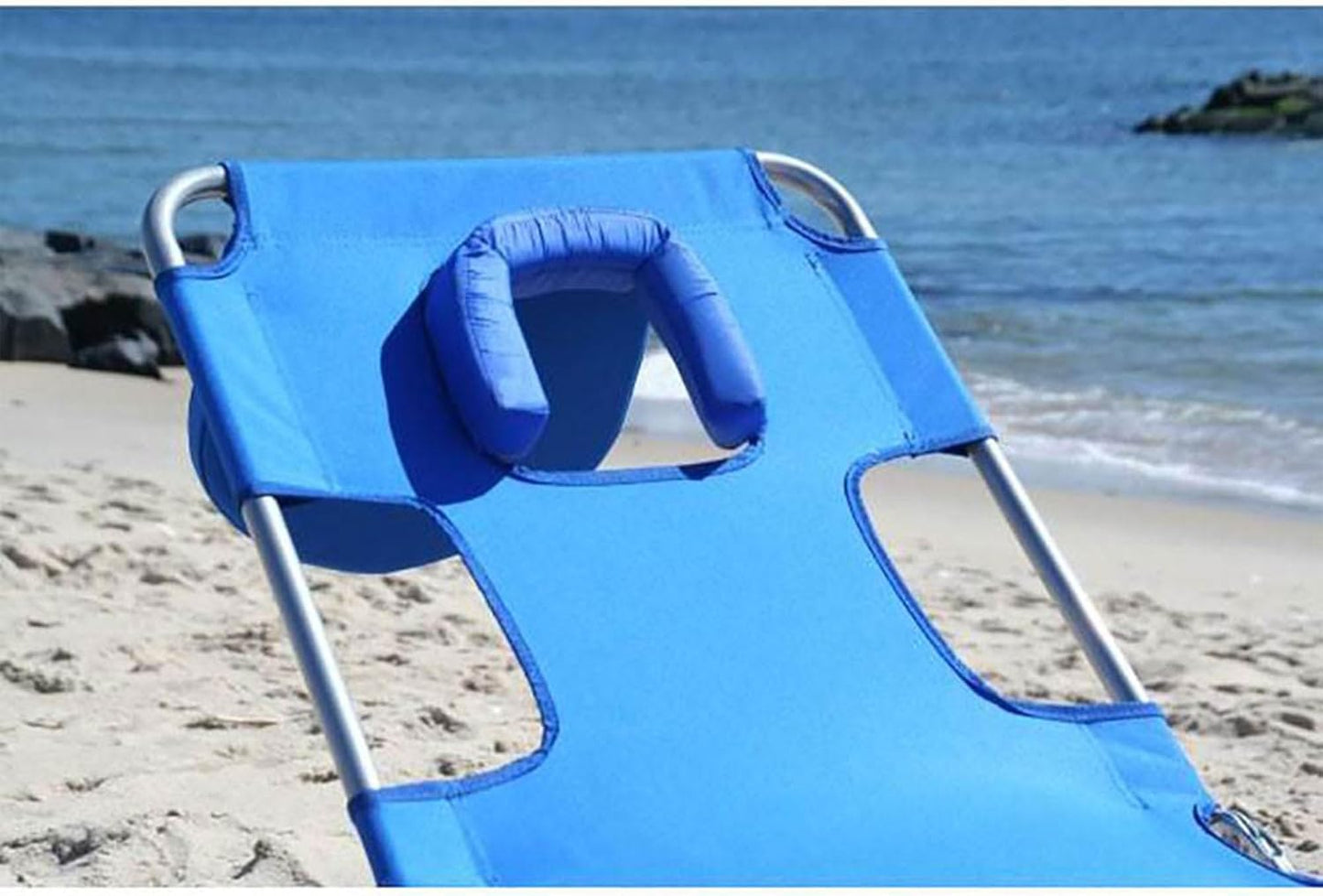 Ostrich Beach Lounge Chair, Folding & Reclining Outdoor Chaise Lounger, Blue - Portable Adjustable Recliner Chair for Lawn, Pool, Patio, Garden, and Yard
