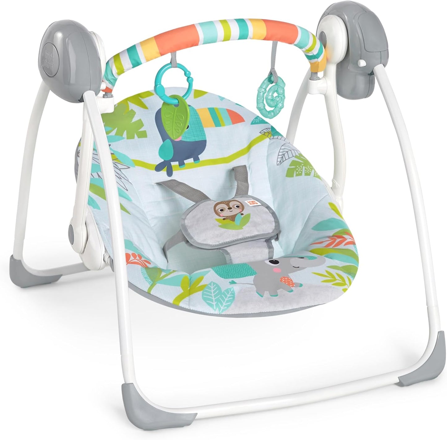 Bright Starts Playful Paradise Portable Compact Automatic Baby Swing with Music, Unisex, Newborn +