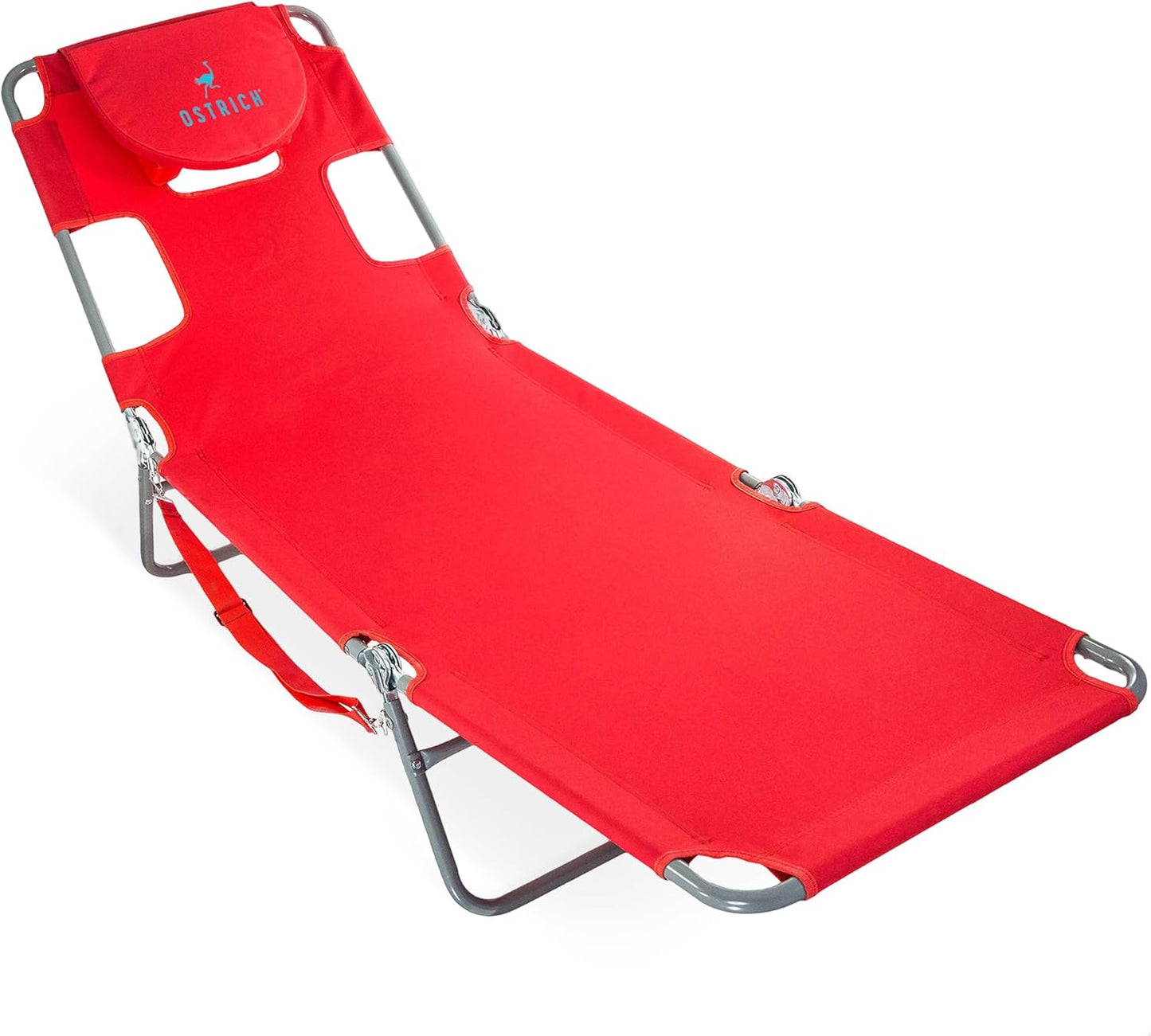Ostrich Beach Lounge Chair, Folding & Reclining Outdoor Chaise Lounger, Blue - Portable Adjustable Recliner Chair for Lawn, Pool, Patio, Garden, and Yard