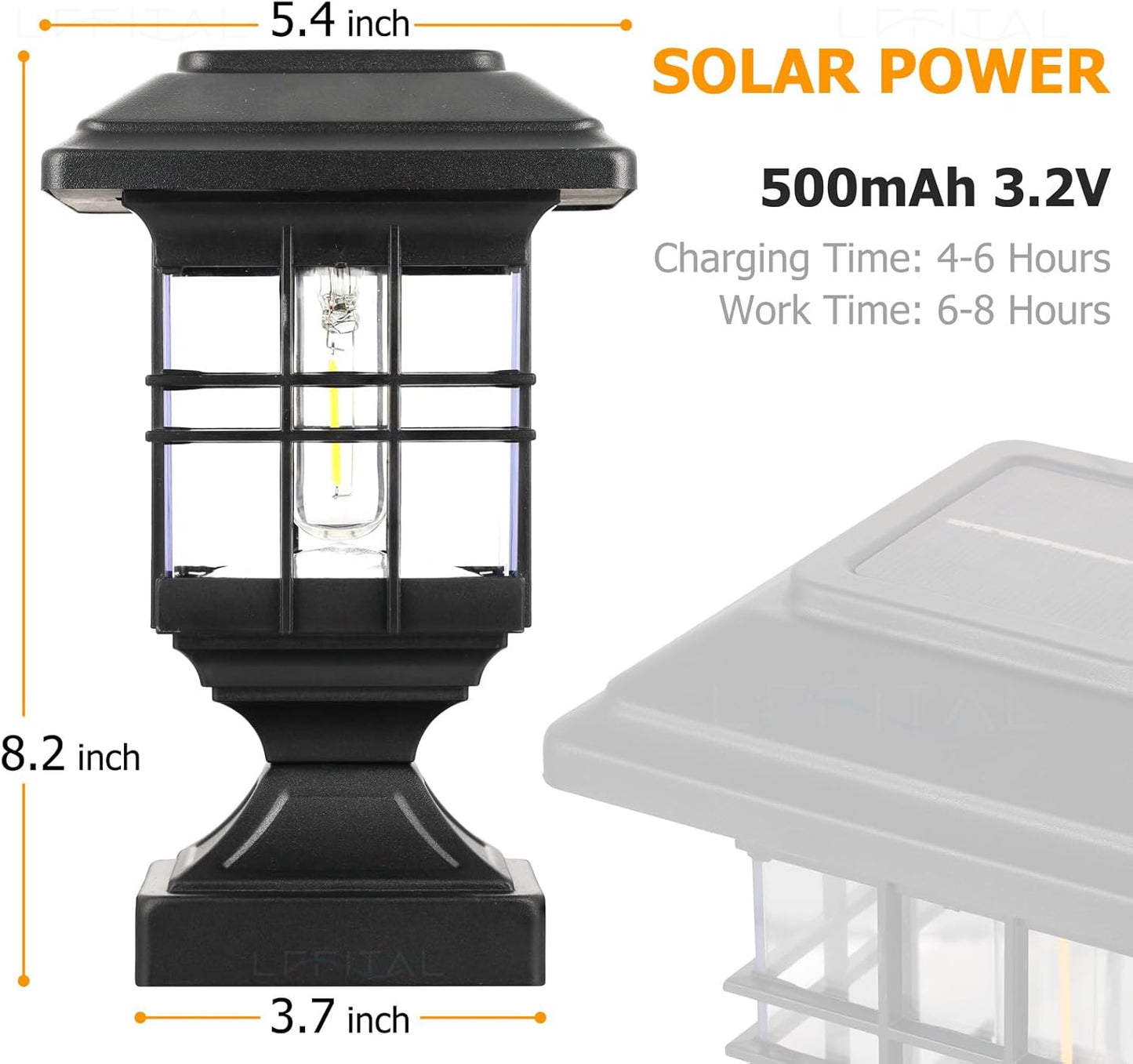 Solar Post Lights Outdoor Solar Cap Lights Deck Fence Cap for 4x4 5x5 6x6 Posts Patio Garden Courtyard Bright Decoration Fixture Waterproof Warm White Lighting Black (4Pack)