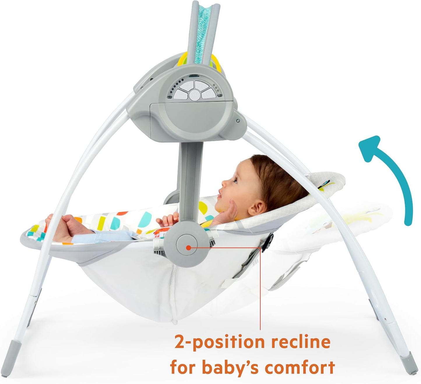 Bright Starts Playful Paradise Portable Compact Automatic Baby Swing with Music, Unisex, Newborn +