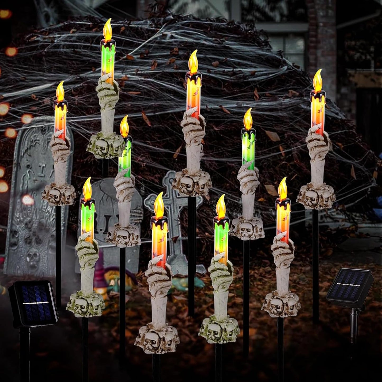 ILLUMINEW Outdoor Christmas Decorations, Solar Christmas Pathway Lights, Set of 10 Waterproof Landscape Christmas Lights, LED Lights for Yard Lawn Patio Walkway Decor