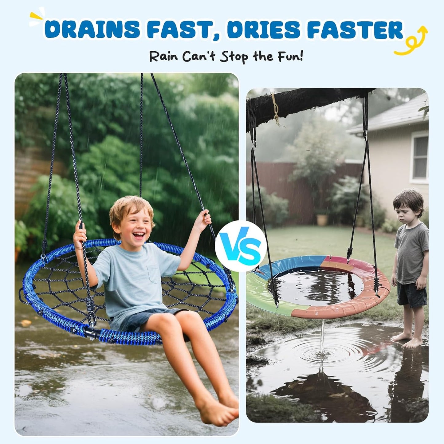 Trekassy 750lbs 40" Spider Web Saucer Tree Swing for Kids Adults, Outdoor Net Swing with Steel Frame and 2 Hanging Straps-Blue