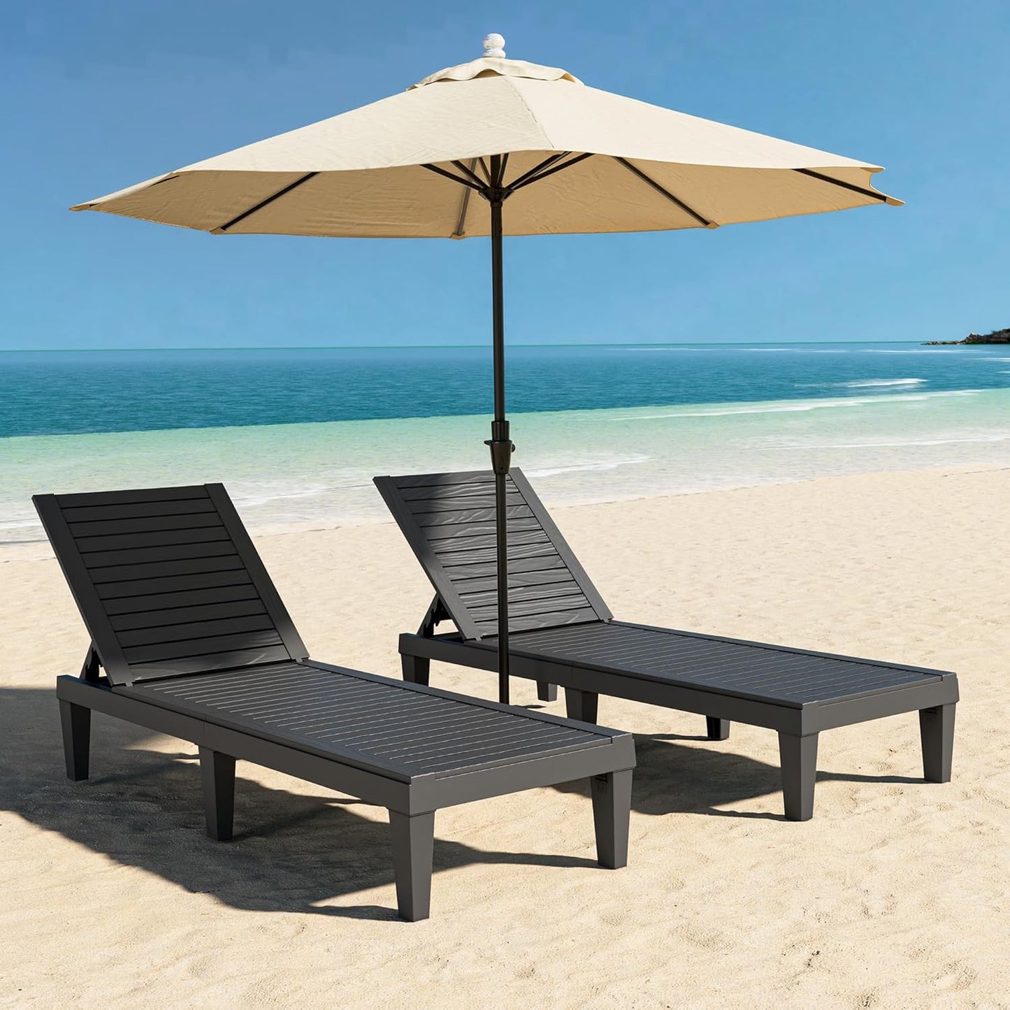 Outdoor Chaise Lounge Chair Set of 2,Lightweight Patio Chairs,Waterproof Lawn Chairs Lounge Outdoor,5-Positions Adjustable Pool Lounge Chair for Garden Beach Patio Poolside and Deck,Striped Black
