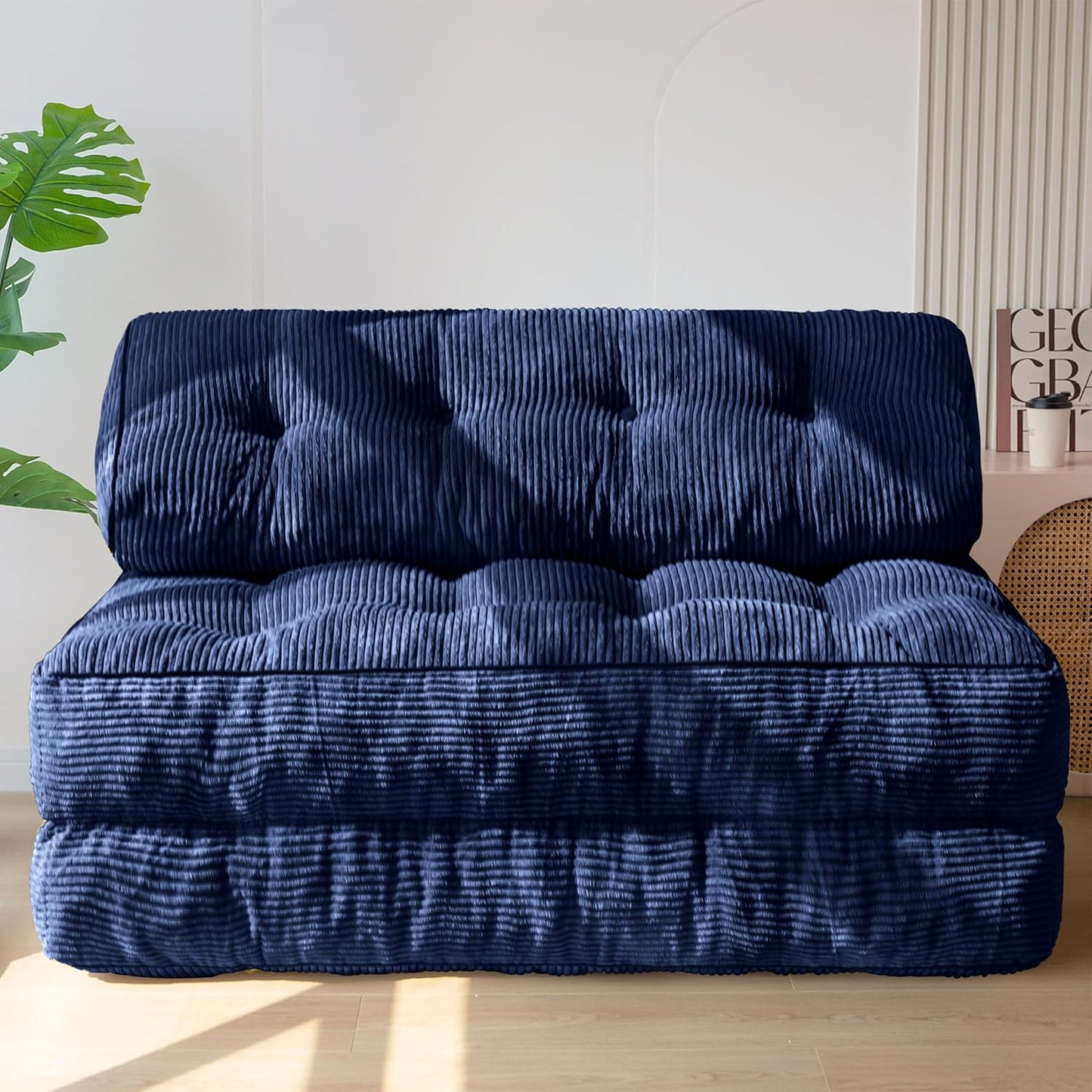 MAXYOYO Folding Sofa Bed, Convertible Sleeper Chair with Pillow Foldable Mattress with Back Support, Portable Fold Out Chair Bed Comfy Floor Sofa Lounge for Living Room Bedroom, Dark Grey, Single