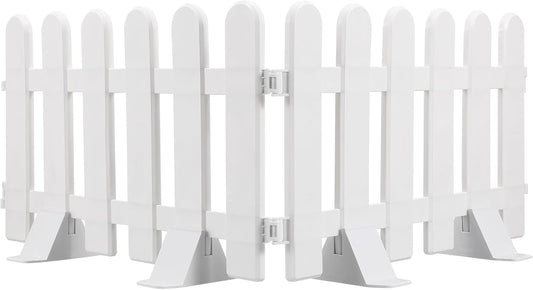 2pcs Plastic Fence Decoration Courtyard Garden Fence White Fence Picket Fence with 4 Base Grass Lawn Edgings Flowerbeds Plant Borders Landscape Path Panel White, 50.00X30.00X1.00CM