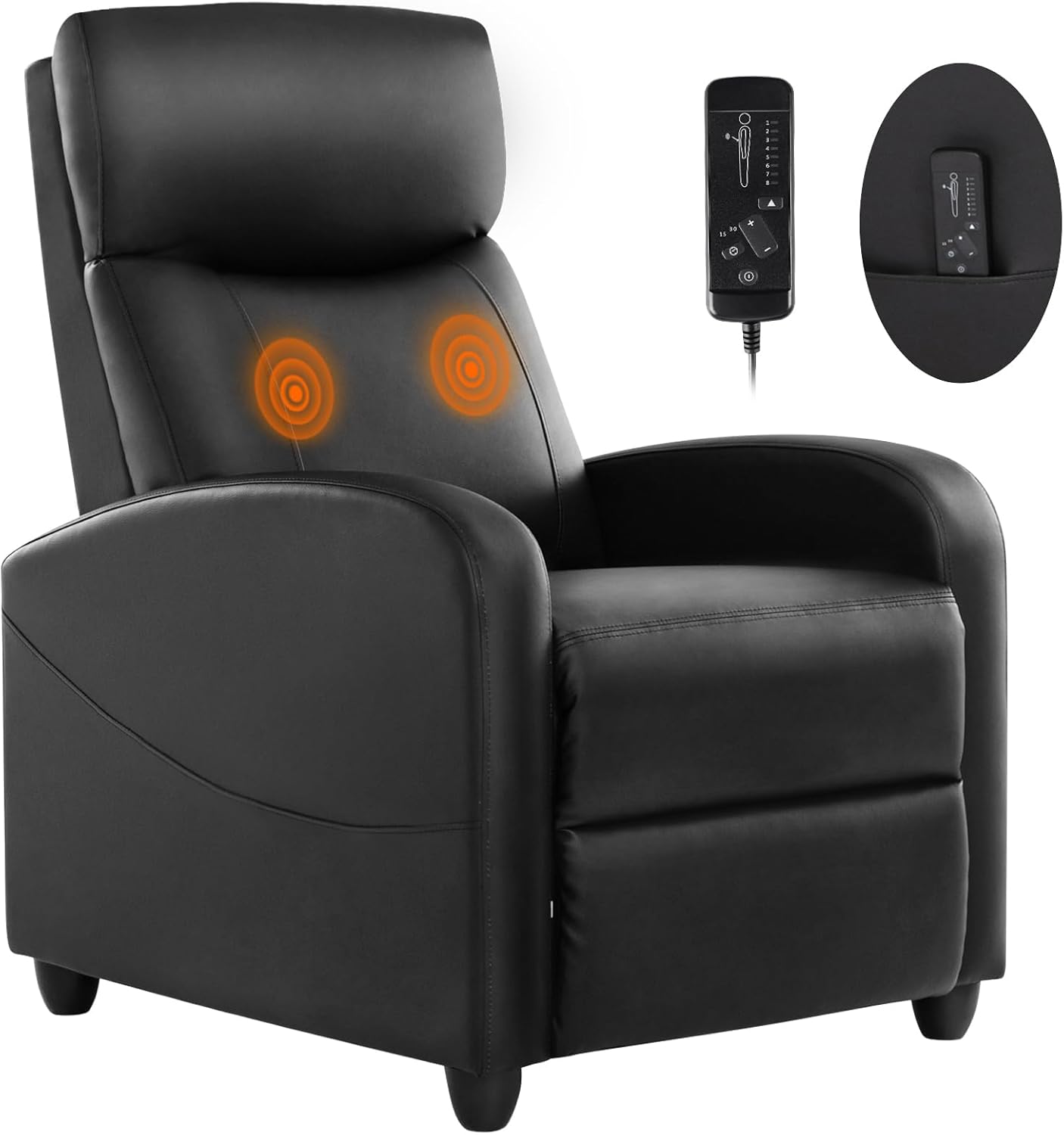 Sweetcrispy Massage Recliner Chair for Adults, Adjustable Home Theater Seating with Lumbar Support for Living Room, Modern Fabric Reclining, Light Grey