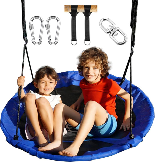43" Saucer Tree Swing for Kids Adult, 700lbs Weight Capacity, Waterproof Flying Saucer Swing with Adjustable Hanging Straps, Swing Seats for Backyard Outdoor Indoor Playground, Blue